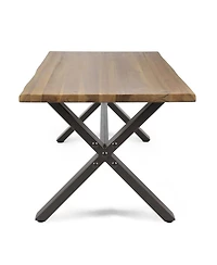 Streamdale Furniture Acacia Coffee Table, Teak/Rustic Metal, Brown/Black, 18"H 27"W 43"L