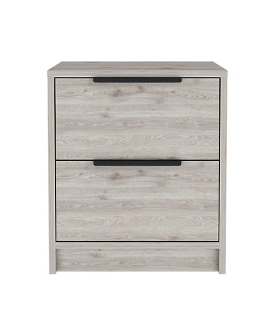 Two Drawer Faux Wood Nightstand for Lamps Books and Bedroom Organization