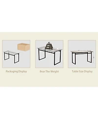Streamdale Rectangular Glass Dining Table for 4-6,51" W x 27"D x 30" H