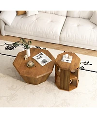 Streamdale Octagonal Rubberwood Coffee Table Set (2)