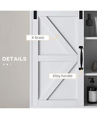 Farmhouse Bathroom Wall Cabinet, Medicine Cabinet with Sliding Barn Door and Adjustable Shelf, Over the Toilet Cabinet, White