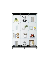 Streamdale 3 Door Glass Cabinet Glass Display Cabinet with 4 Shelves, Black