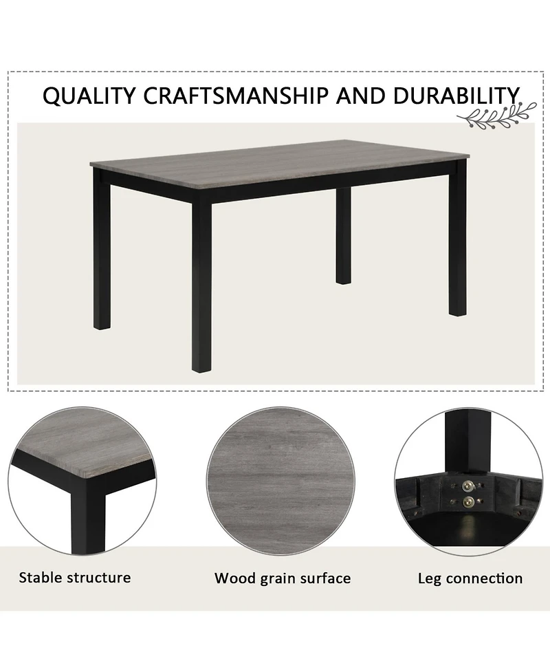 Streamdale 6-Piece Light Grey & Black Dining Set with Bench