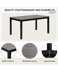 Streamdale 6-Piece Light Grey & Black Dining Set with Bench