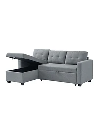 Streamdale Light Grey Pull Out Sectional Sofa with Storage