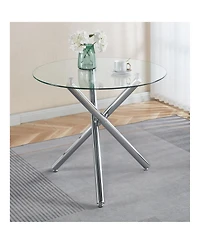 Streamdale Round Glass Dining Table Chrome Leg