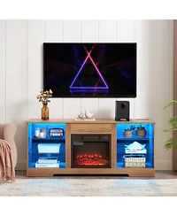 Streamdale Electric Fireplace Tv Stand with Glass Shelves (62" Max)