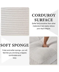 Streamdale Modern Corduroy Sectional Sofa with Footstool (White, 6-Seat)