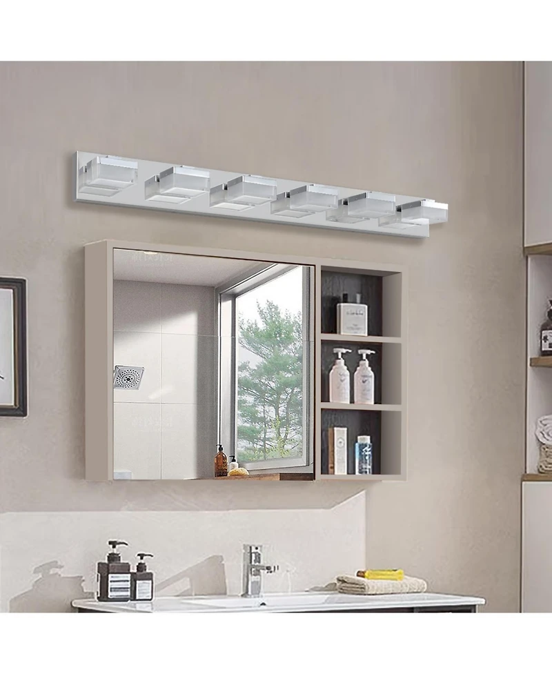 Streamdale Modern 6-Light Chrome Led Vanity Mirror Light Fixture For Bathrooms And Makeup Tables