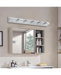 Streamdale Modern 6-Light Chrome Led Vanity Mirror Light Fixture For Bathrooms And Makeup Tables