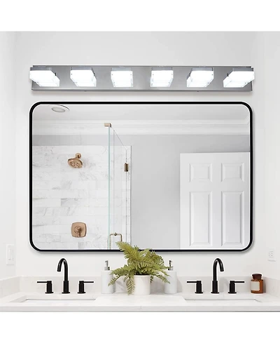 Streamdale Modern 6-Light Chrome Led Vanity Mirror Light Fixture For Bathrooms And Makeup Tables