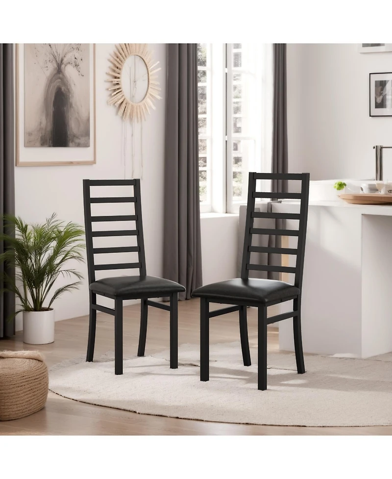 Streamdale Modern Metal Dining Chairs, Set of 2 (Black)