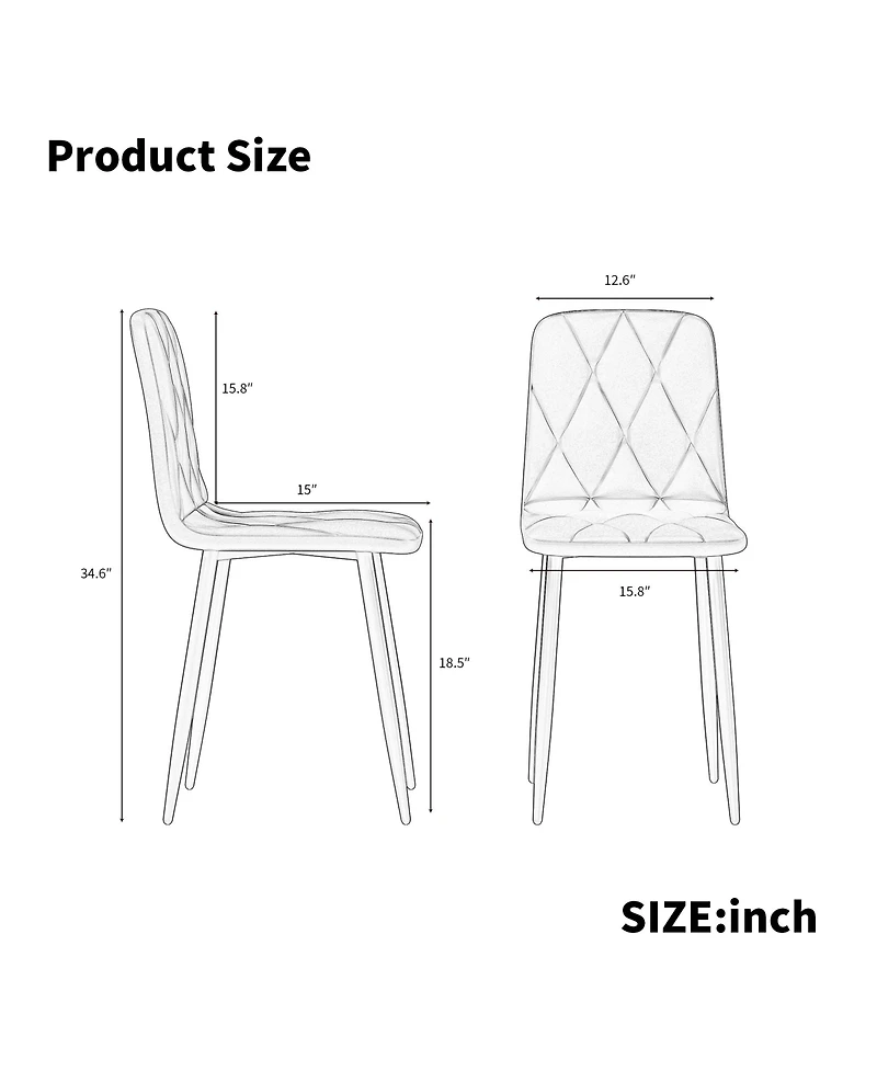 Streamdale Mid Century Modern Square Dining Table Set (4-Person, Faux Marble, Iron Legs)