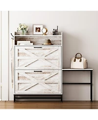 Streamdale Shoe Cabinet, Entry Home Shoe Cabinet, Entrance Balcony Storage Cabinet, Large Capacity Shoe Rack, White