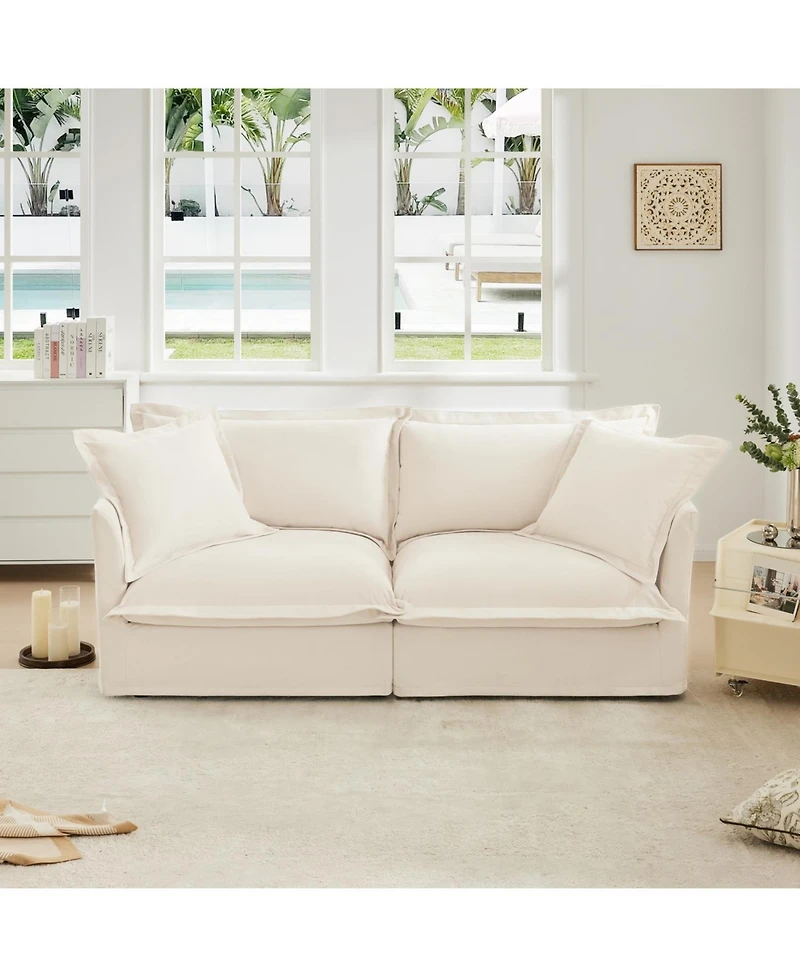 Streamdale Modern 2-Seat Sofa for Small Spaces Comfy Slipcover Couch with Detachable Cover