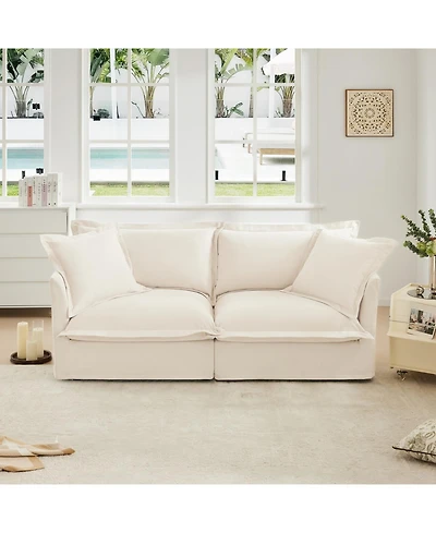 Streamdale Modern 2-Seat Sofa for Small Spaces Comfy Slipcover Couch with Detachable Cover