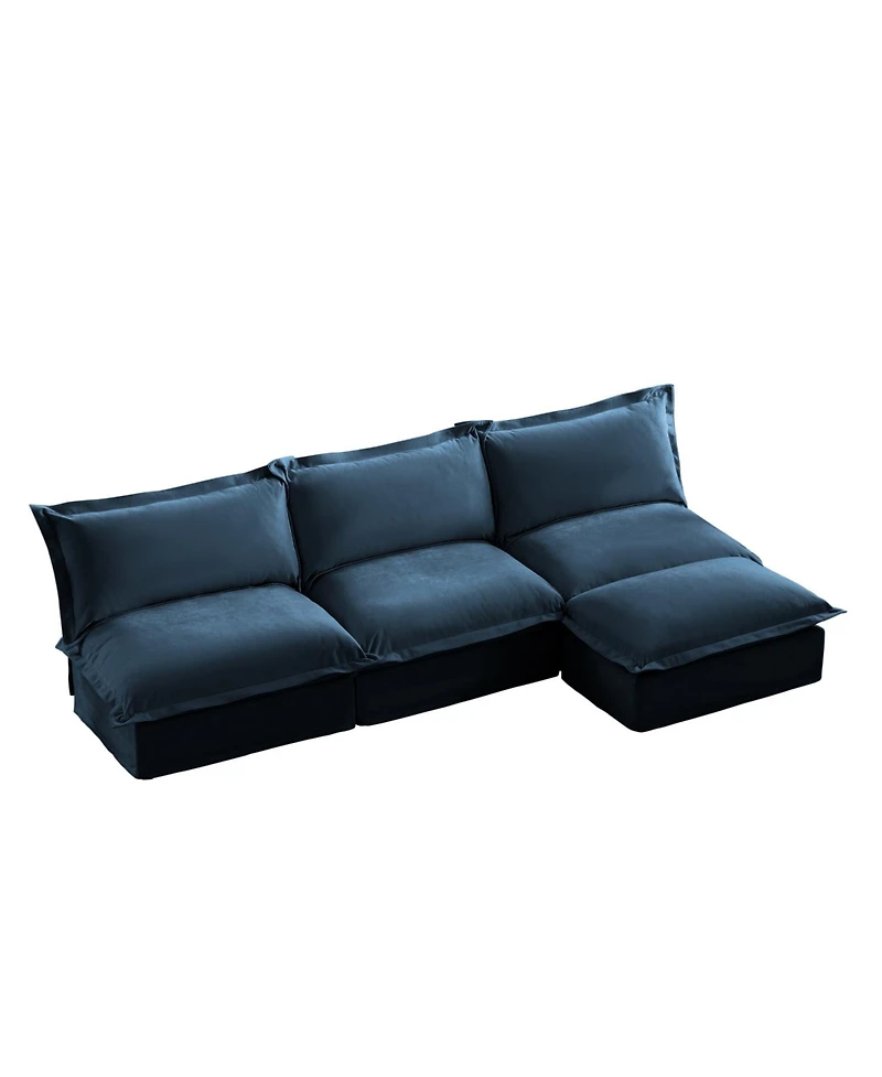 Modern Armless Sectional with Reversible Ottoman, Free Combination Sofa Couch