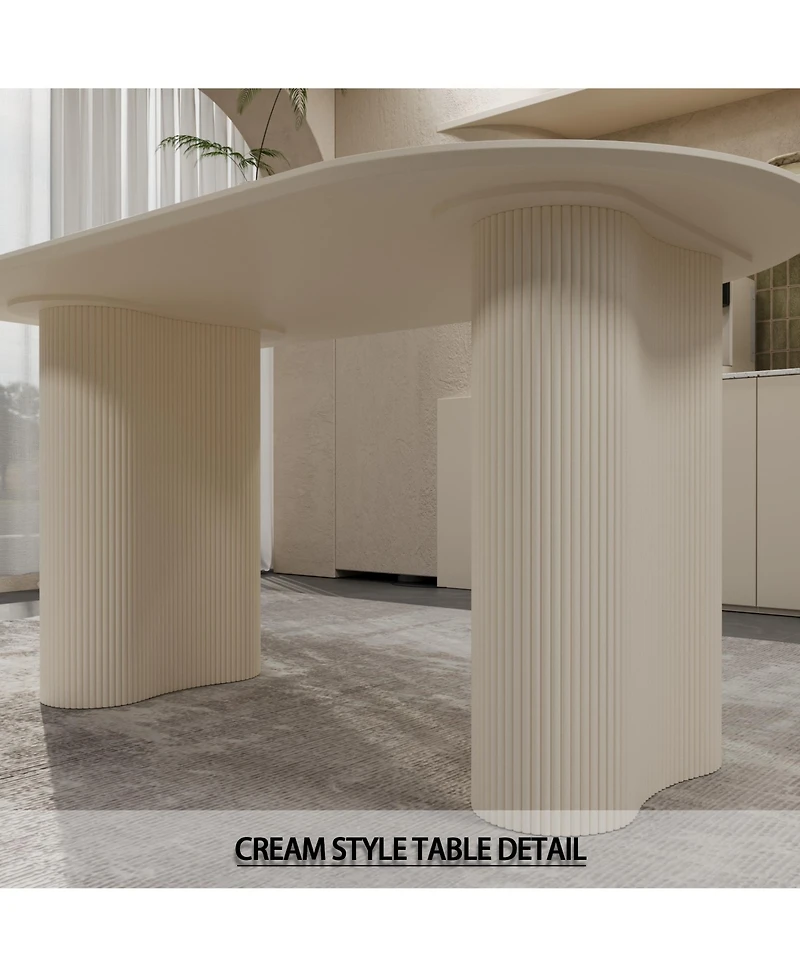 Modern Cream 6-Piece Dining Set with Silver Metal Chair Legs
