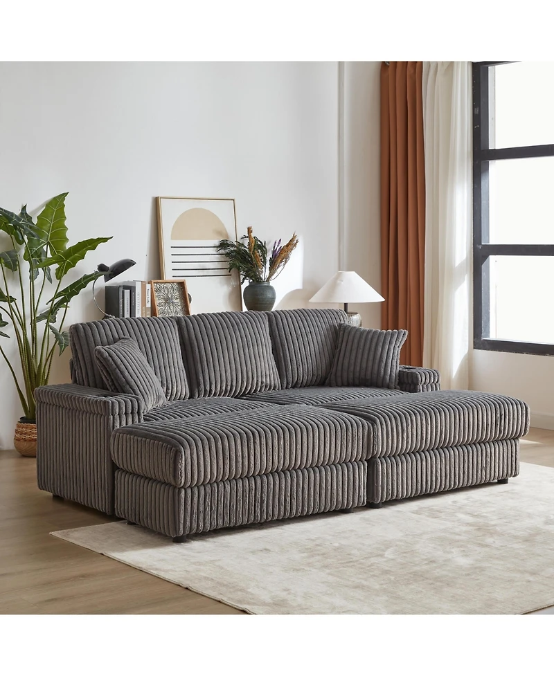 Streamdale Comfy 3-Seater Corduroy Sofa with Storage Spaces