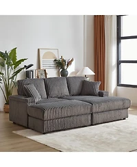 Streamdale Comfy 3-Seater Corduroy Sofa with Storage Spaces