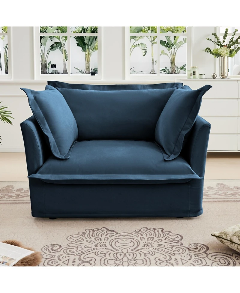 Streamdale Cozy Blue Chenille Armchair with Ample Cushioning