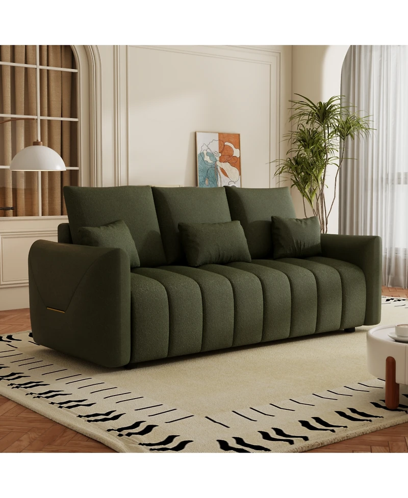 Streamdale Premium 80.7" Teddy Sofa with Pillows, Oversized Chair, Solid Wood Frame