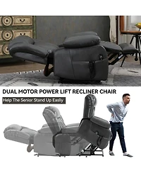Streamdale Electric Grey Power Lift Recliner with Vibration Massage and Heating