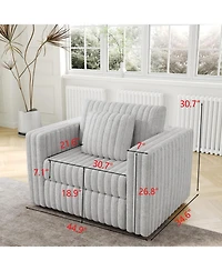 Streamdale 44.9" Modular Sofa Single - Highly Comfortable, Stylish & Functional for Bedroom & Living Room, Light gray