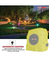 5 Core Rock Speaker Outdoor Waterproof Bluetooth Garden Speakers Solar & Usb Charging Rgb Colors for Patio Pool Home