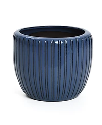 LuxenHome Ribbed Bowl Round Ceramic Decorative Planter Pot