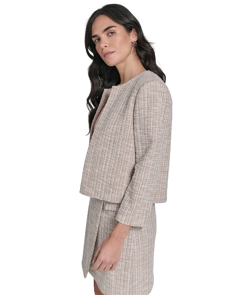 Calvin Klein Women's Collarless Textured Open-Front Jacket
