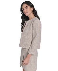 Calvin Klein Women's Collarless Textured Open-Front Jacket