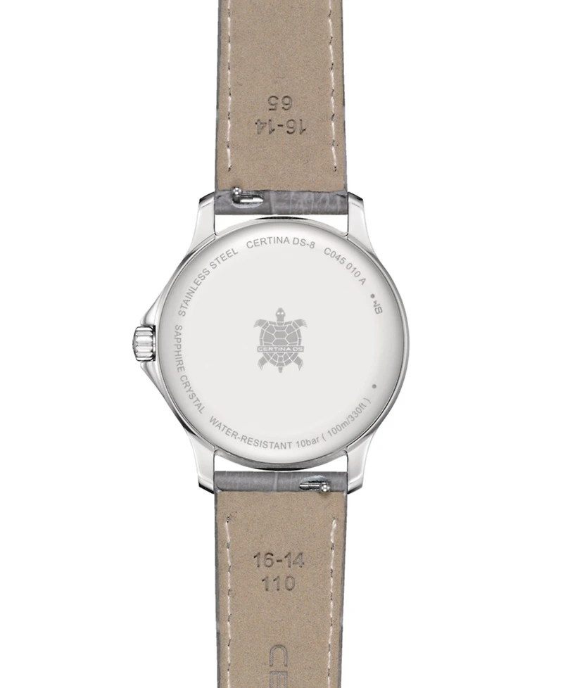 Certina Women's Swiss Ds-8 Gray Leather Strap Watch 31mm