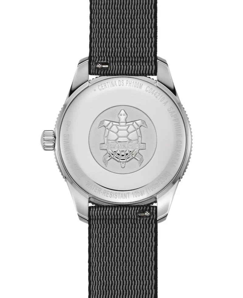 Certina Women's Swiss Ds Heritage Black Nylon Strap Watch 38mm