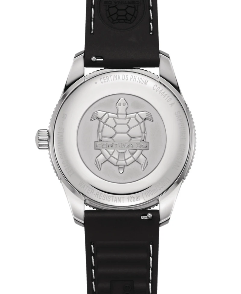 Certina Men's Swiss Ds Heritage Black Rubber Strap Watch 41mm