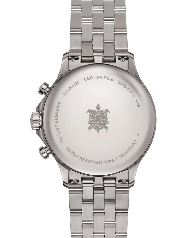 Certina Men's Swiss Chronograph Ds-8 Silver-Tone Titanium Bracelet Watch 41mm