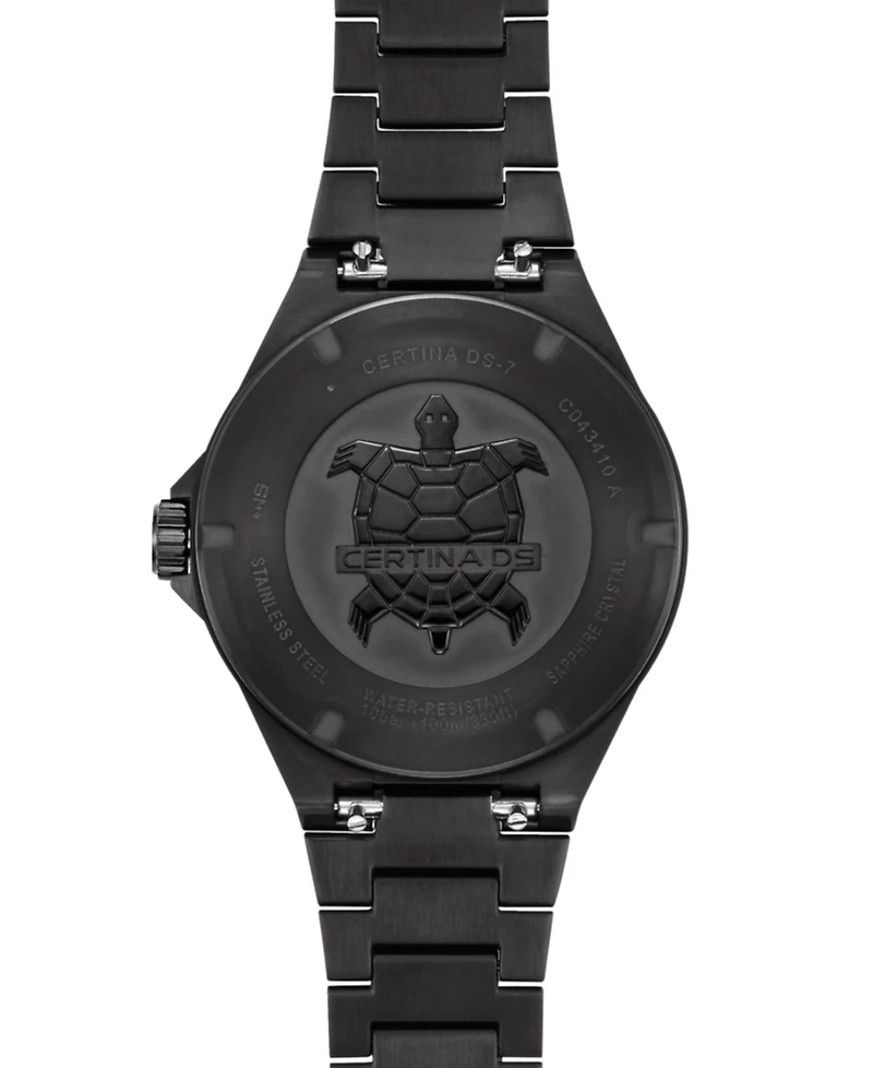 Certina Men's Swiss Ds-7 Black-Tone Stainless Steel Bracelet Watch 39mm
