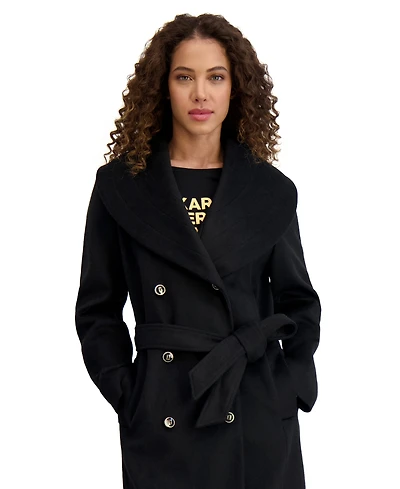 Karl Lagerfeld Paris Women's Double-Breasted Belted Coat