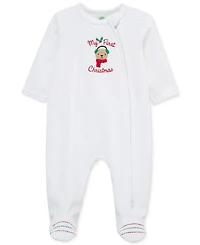 Little Me Baby Merry Bear Velour Footed Coverall