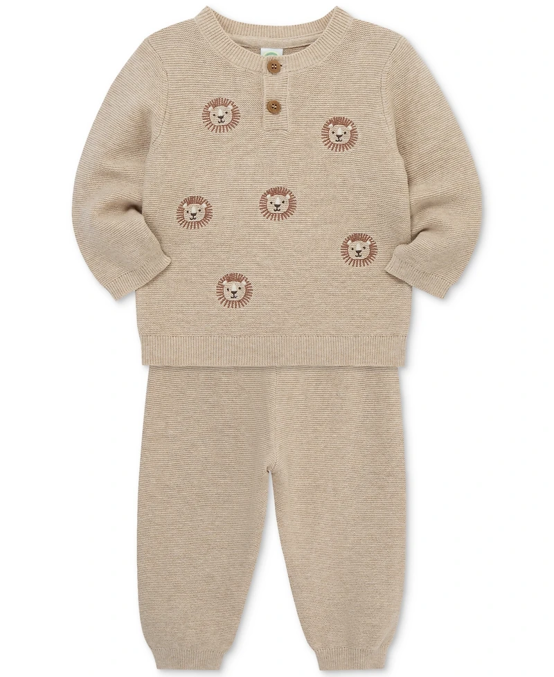 Little Me Baby Boys Cotton Lion Sweater & Pants, 2 Piece Set