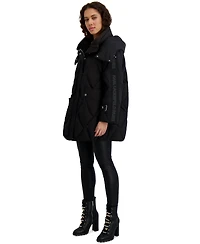 Karl Lagerfeld Paris Women's Hooded A-Line Puffer Coat