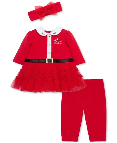 Little Me Baby Girls Santa Tutu Dress, Headband & Leggings, 3 Piece Set