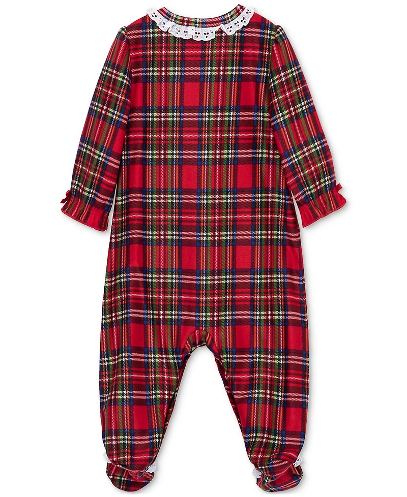Little Me Baby Girls Plaid Footed Coverall