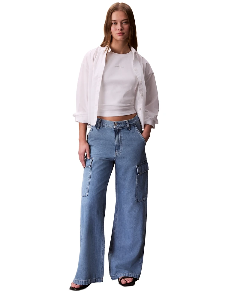 Calvin Klein Jeans Women's High-Rise Wide-Leg Cargo
