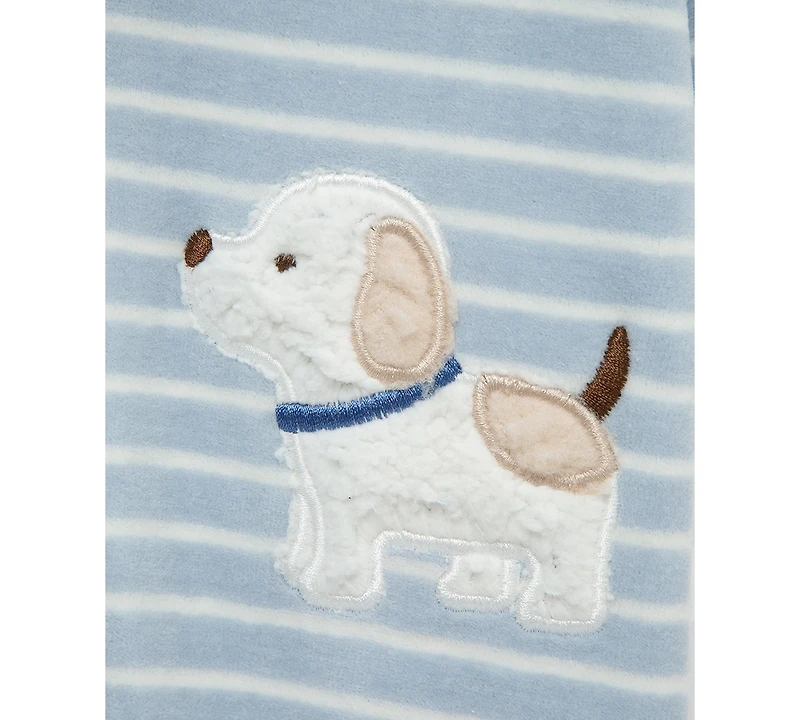 Little Me Baby Boys Fluffy Pup Velour Footed Coverall