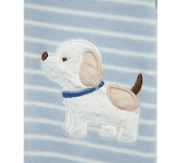 Little Me Baby Boys Fluffy Pup Velour Footed Coverall