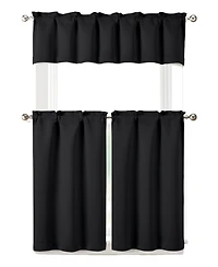 Kate Aurora 3 Piece Room Darkening Rod Pocket Cafe Kitchen Curtain Tier & Valance Set
