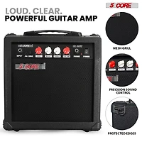 5 Core Guitar Amp 20W Electric Portable Mini Amplifier w Built in 6.5" Speaker Aux Headphone Jack