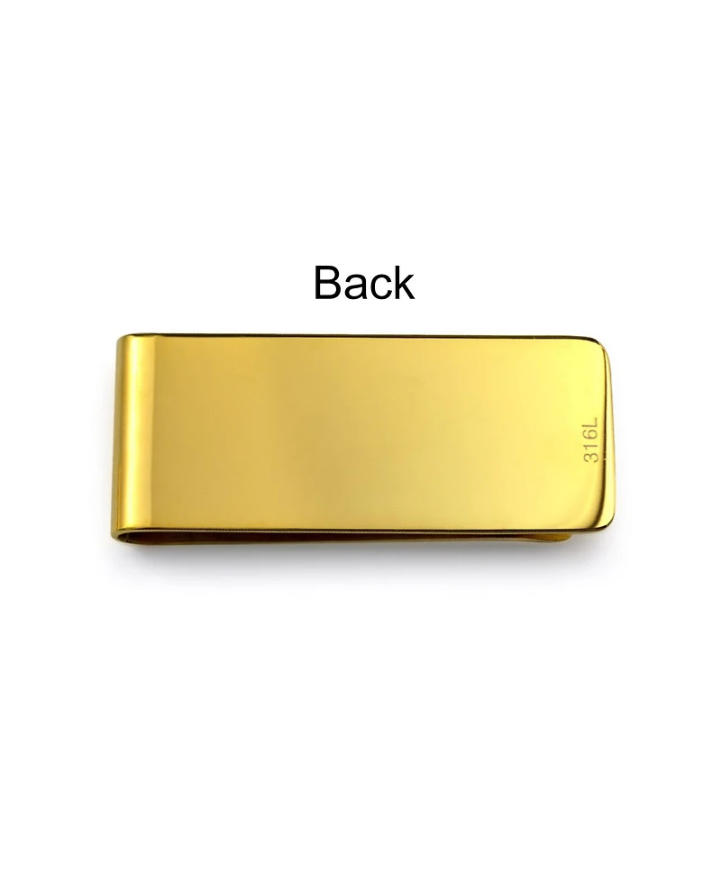 Bling Jewelry Set of 2 Large Wide Strong Money Clip Card Holder Black Gold Stainless Steel