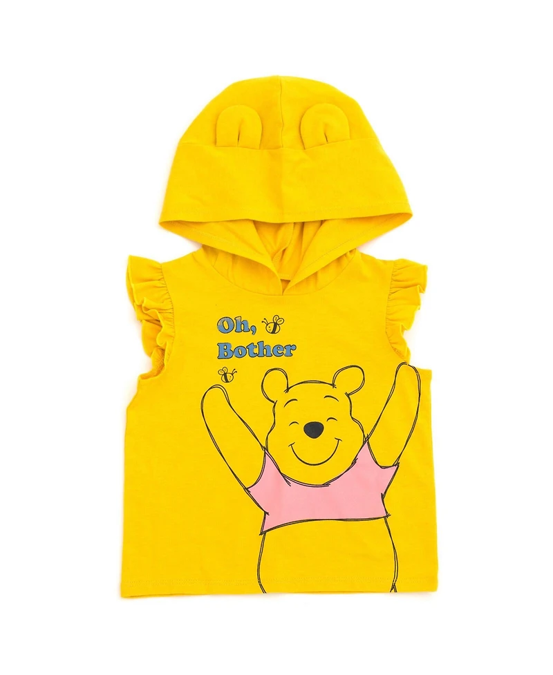 Winnie the Pooh Toddler Girls Disney Minnie Mouse Lilo & Stitch French Terry Tank Top Shirt Dolphin and Active Shorts to